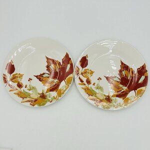 Royal Norfolk 10.5" Ceramic Dinner Plates Fall Oak Leaves Set of 2
